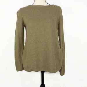 J Jill Top Women's Small Pullover Brown Long Sleeve With Zippered Sides